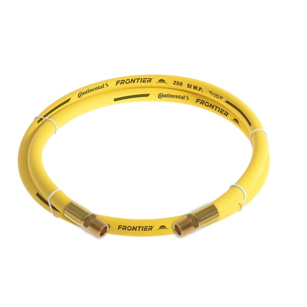 3/8" x 10' Yellow EPDM Rubber Air Hose, 300 PSI, 3/8" MNPT x MNPT